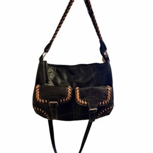 Cato Black and Tan Braided Shoulder Bag